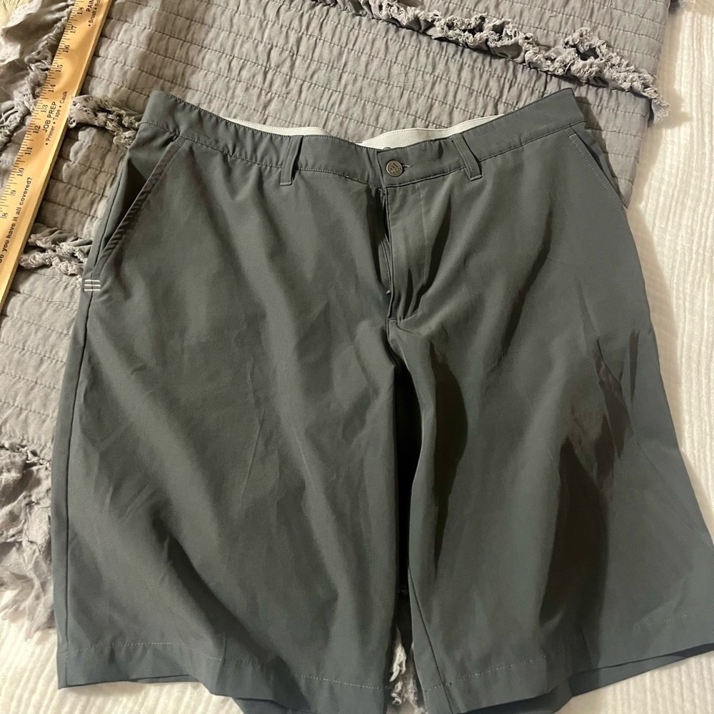 Adidas Men's Dark Gray Flat Front Shorts - 36